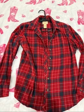 Women's Red Plaid Button-Down Shirt - Unbranded